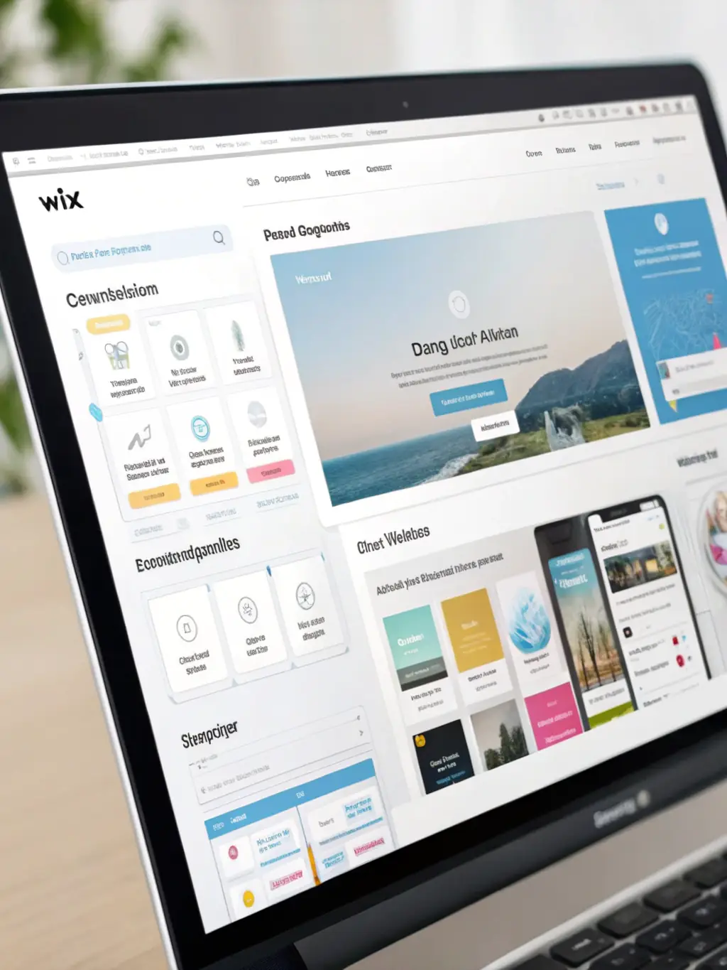 A clean, modern interface of Zk4codex's Website Design Software, showcasing drag-and-drop functionality and responsive design options.